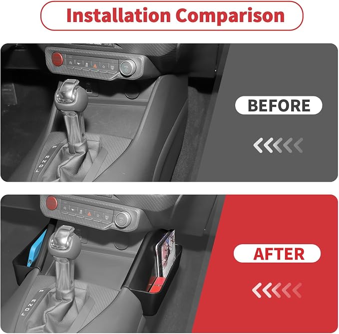 Linskip Center Console Organizer Kit for Ford Mustang Ecoboost, GT, Dark Horse 2024 2025 2026+, Center Console Side Pocket + Door Insert(Black)