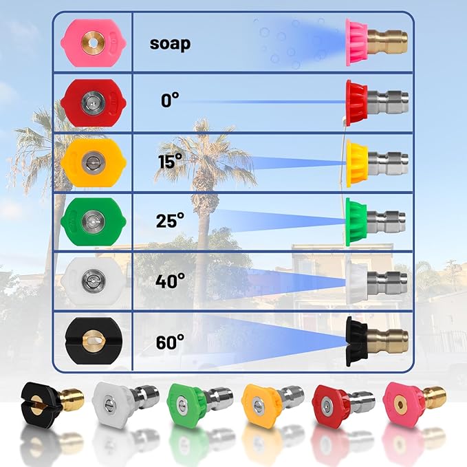 120" Pressure Washer Extension Wand,2 Pack 60 Inch Stainless Steel Power Washer Wand Extension-Pressure Washer Accessories with 30°/90°/120°Curved Rods,6 Nozzle Tips- 1/4" Quick Connect,4000 PSI