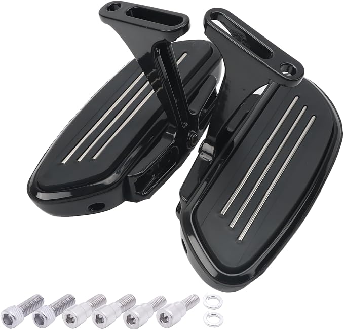Black Streamliner Passenger Footboards/Foot Pegs for Harley Touring Models Street Glide Road Glide Electra Glide Road King 1993-2024 2025 2026