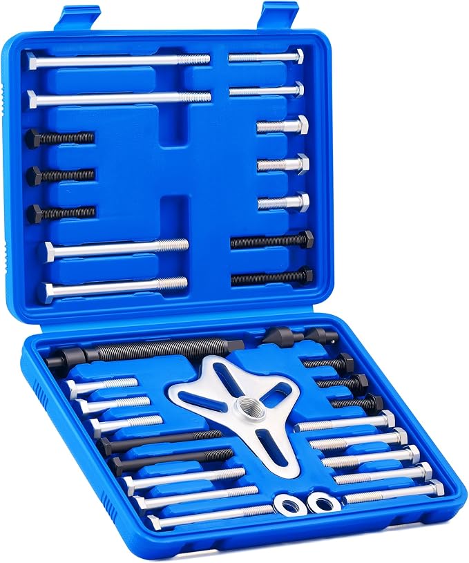 Orion Motor Tech Harmonic Balancer Puller Kit, Power Steering Pulley Puller Installer Tool Set, Automotive Steering Wheel Puller Tool Kit, Flange Type Gear and Crank Puller Set