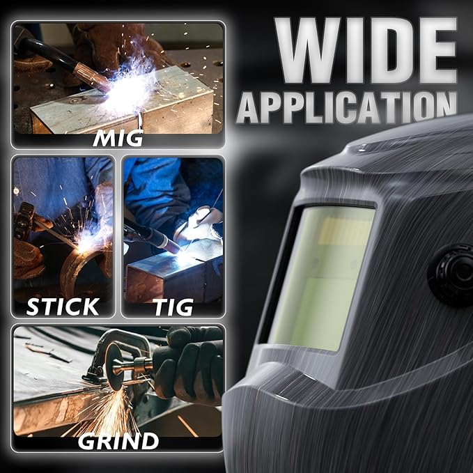 YESWELDER Auto Darkening Welding Helmet, Blue Light Blocking, 1/1/1/1 True Color Solar Powered Welding Hood with 2 Arc Sensors, Wide Shade 3.5/9-15 Welder Mask for TIG MIG ARC and Grind