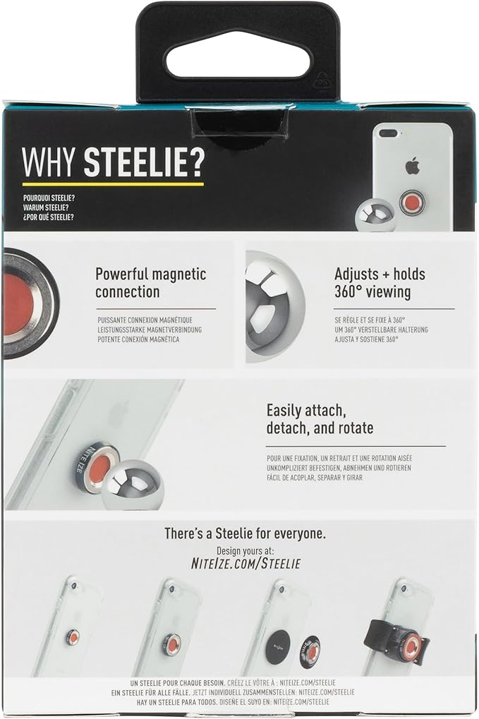 Nite Ize Steelie Orbiter Dash Kit - Metal Plate Attaches to Exterior of Charger - Dashboard System with Magnetic Socket, Dash Mount & Metal Plate - Orbiter