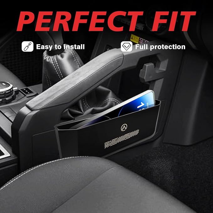 Muslogy Center Console Organizer Compatible with 2024 2025 2026 Toyota Tacoma & 2025 2026 4Runner Accessories Middle Console Hanging Storage Box Passenger Side Phone Pocket with Anti-Slip Mat(B Style)