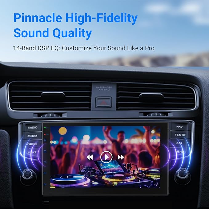 Haudio 7" Double Din Car Stereo w/Wireless CarPlay & Android Auto - Android 13 Touchscreen, Bluetooth 4.1, 2GB+32GB, GPS, 25W AMP (No Camera)