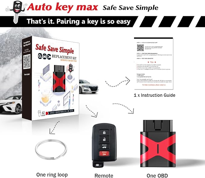 Programmable Keyfob, Replacement Car Keys Fob and DIY Programmer Kit for 2013 2014 2015 2016 2017 RAV4/Camry/Corolla/Tacoma/Tundra Smart Remote HYQ14FBA 281451-0020 (4 BTN (SUV) Programmer Kit)