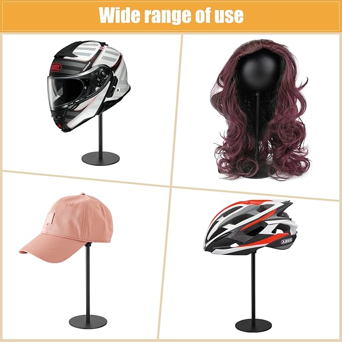 PAHTTO Motorcycle Helmet Stand 2 Packs, Desktop Helmet Display Holder with Stable Base for Helmets, Caps, Hats, Wigs, Motorcycle Helmet Accessories
