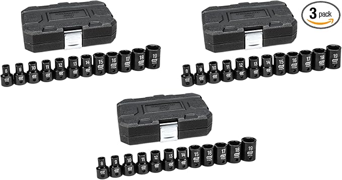 GEARWRENCH 25 Pc. 1/2" Drive 6 Pt. Impact Metric Socket Set, Standard - 84933N (Pack of 3)