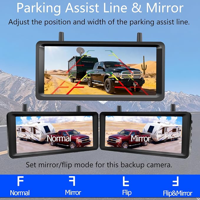 Wireless Backup Camera Magnetic Solar with 7.2" 2-Split Portable Monitor 1-Min Easy Install No Wiring/Drilling Rechargeable No Delay for Car RV Bus Pickup Truck Trailer Camper 5th Wheels Hitch Towing
