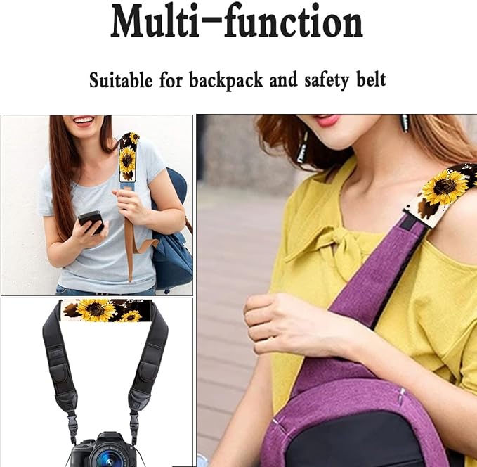 Wanyint Sunflower Cow Print Car Seat Cover Full Set with Front Back Seats Steering Wheel Covers Armrest Pad Handbrake Cover Gear Shift Cover Auto Seat Belt Pads,Cup Holder Coaster