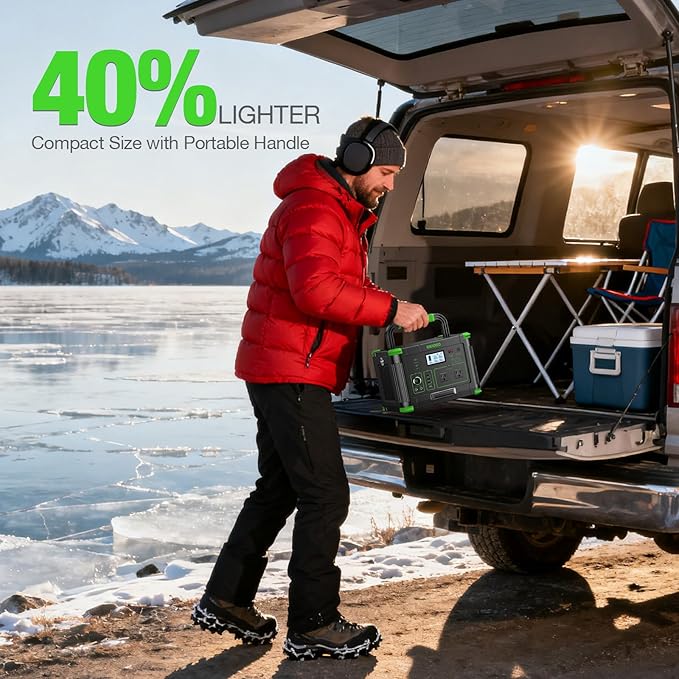 Portable Power Station 1000W, 999Wh Solar Generator, 110V Pure Sine Wave AC Outlets, 60W USB-C PD Fast Charging, 10 Ports for Outdoor Camping RV Van Home Backup Emergency Off-Grid Living（2000W Peak）