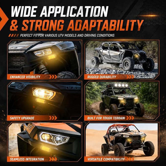 UTV Turn Signal Kit with Spare Bulb Assurance, 110dB Horn, Pre-Wired Plug-and-Play Design, Universal Street-Legal Turn Signals with Rocker Switch, Compatible with Polaris, Can-Am, Teryx, CFMOTO