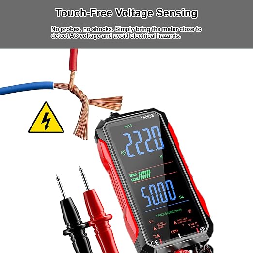 2026 Upgraded FS899L Digital Multimeter, Color Screen, USB-C with 16pcs Silicone Multimeter Test Leads Kit, Rechargeable, Auto-Ranging, 6000 Counts True RMS AC/DC Voltage, NCV, Capacitance Tester.