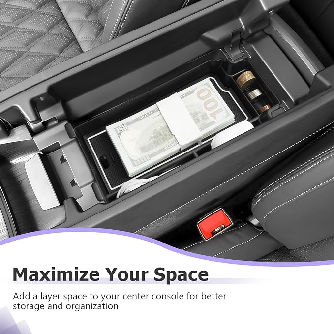 LUWU 2025 2026 Rogue Center Console Organizer for 2021 2022 2023 2024 2025 2026 N issan Rogue Accessories Armrest Console Storage Box Insert Tray ABS Material White-trim