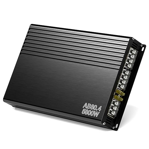 4-Channel Car Audio Amplifier, 5800W 12V Stereo Audio Car Subwoofer, Compact Subwoofer AMP for Car Truck Vehicle Audio Enhancement, 4x120W RMS Power Output 92dB Easy to Install