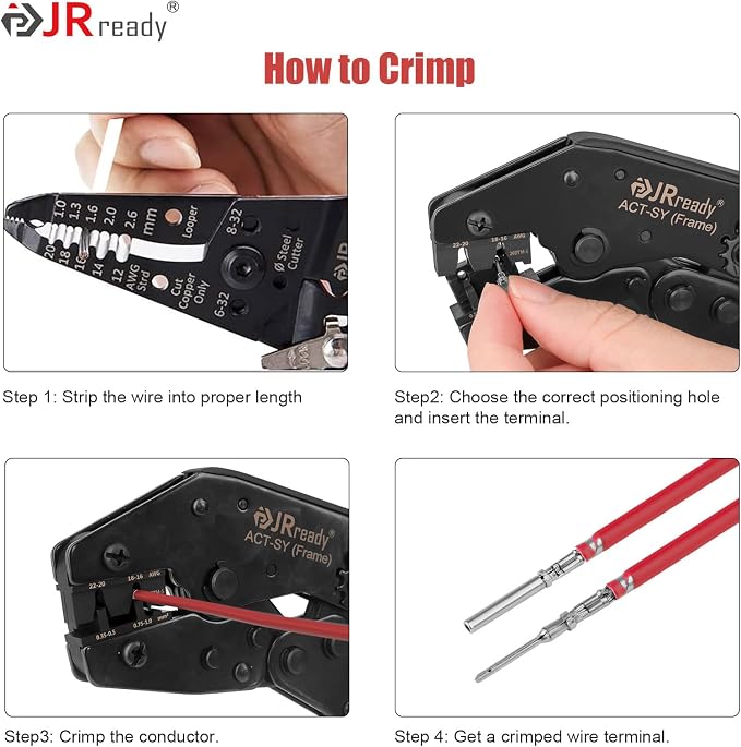 JRready Deutsch Crimp Tool DTM 20# Stamped Contacts - ACT-SY-20DTM-S Deutsch Open Barrel Terminal Crimping Tool DTM Connector Kit 16-22AWG