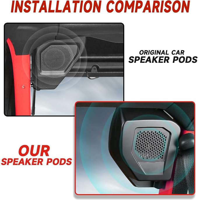 Mabett Rear Speaker Pods Compatible with Ford Bronco 4-Door 2026 2021-2025, Upgrade 6.5" Pods for Bronco Accessories, Interior Accessories Black (Not for Bronco Sport and Raptor)
