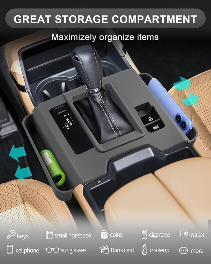 CDEFG for 2026 Mazda CX-5 Gear Shift Panel Cover, Center Console Storage Box Trim Cover with Side Pockets, S Select Preferred Premium Accessories | Silicone Material