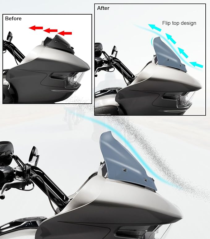 9" Wave Windshield Windscreen Wind Splitter Compatible with Harley Davidson CVO Road Glide FLTRXSE 2023-up, CVO Road Glide ST FLTRXSTSE 2024-up, Road Glide FLTRX 2024-up (Tint)