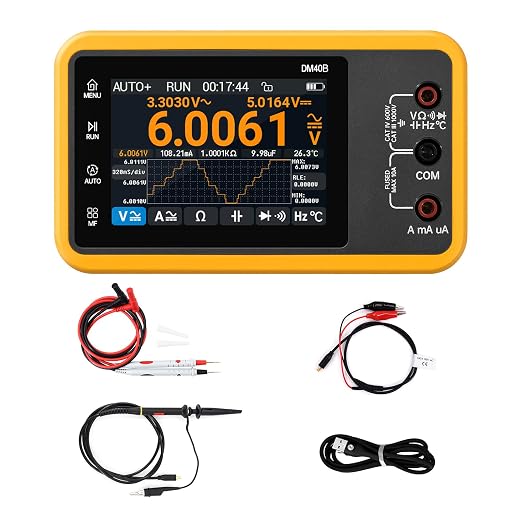 DM40 Series 3-in-1 Digital Multimeter, 59999 Counts True RMS Oscilloscope Signal Generator, Handheld High Precision Touch Screen Tester for Electronics/Auto/DIY(DM40B)