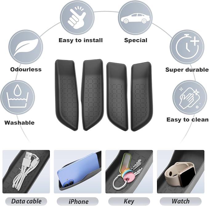 SKTU 4Pack for 2026 Toyota RAV4 Door Side Storage Box for 2026+ Toyota RAV4 (LE/SE/XLE Premium/Woodland/XSE/Limited) Door Handle Organizer 2026 RAV4 Accessories Insert Glove Pallet (Front & Rear)