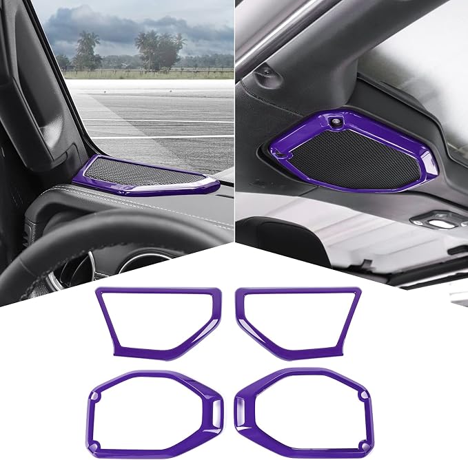 A Pillar Speaker Trim Cover & Roof Speaker Audio Trim Cover Ring Kit Decoration Interior Accessories for Jeep Wrangler JL JLU & Gladiator JT 2018-2022,Purple