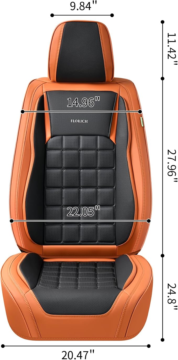 FLORICH Front Car Seat Covers, Leather Seat Covers for Cars, Waterproof Car Seat Protectors 2 Pack, Front Seat Covers for Cars, Breathable Automotive Seat Covers Protector Fit for Most Cars Trucks SUV
