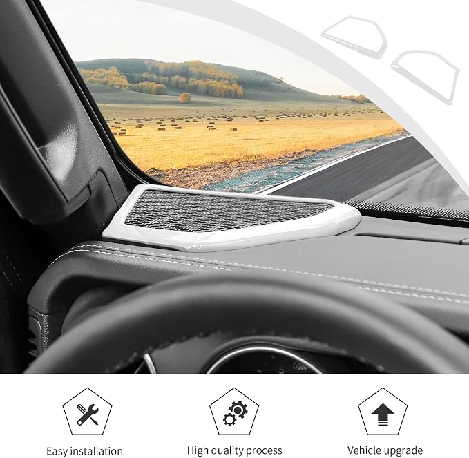 JWWY for Jeep JL Speaker Audio Player Trim Top & A Pillar Cover Trim for 2024-2025 Jeep Wrangler JL JLU & Gladiator JT 4xe Interior Accessories ABS 4PCS White