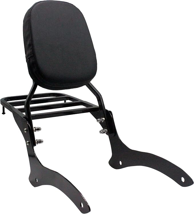 YHMOTO Sissy Bar Backrest + Luggage Rack Combo Fits for 2000-2011 Yamaha V-Star XVS 1100 Classic Dragstar XVS 1100 Classic (Black)