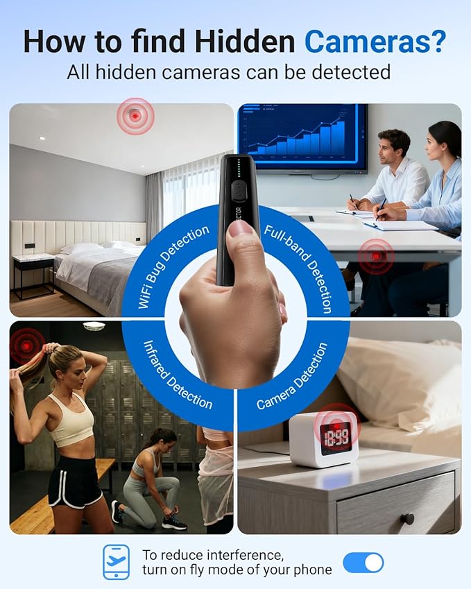 Hidden Camera Detectors 6-in-1 Hidden Bug and Camera Detector GPS Tracker Detector for Travel, Hotels, Car