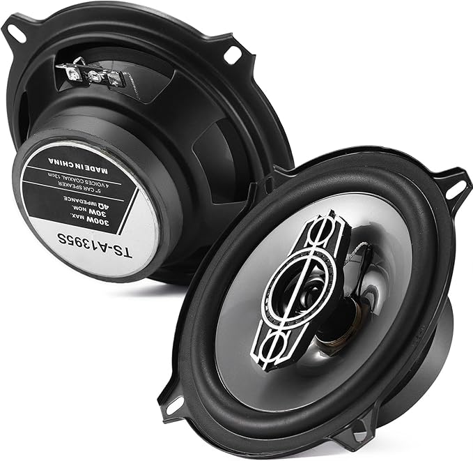 5 Inch 4-Way Car Coaxial Speakers, 300W Max 4Ohm Car Audio Speaker with PEI Dome Tweeters, Tweeters Vehicle Coaxial Speaker Compact for Car Truck Door Speakers Replacement (Pair)