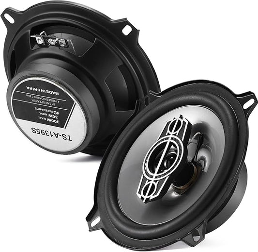 5 Inch 4-Way Car Coaxial Speakers, 300W Max 4Ohm Car Audio Speaker with PEI Dome Tweeters, Tweeters Vehicle Coaxial Speaker Compact for Car Truck Door Speakers Replacement (Pair)