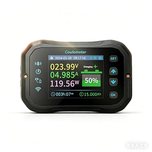 KMF Smart WiFi Battery Monitor Bluetooth with 400A Shunt, 80V High Precision Smart Shunt Voltmeter Coulometer for LiFePO4, Lithium, AGM - Real-time SOC% Ah Tracking for RV, Van, Solar Storage