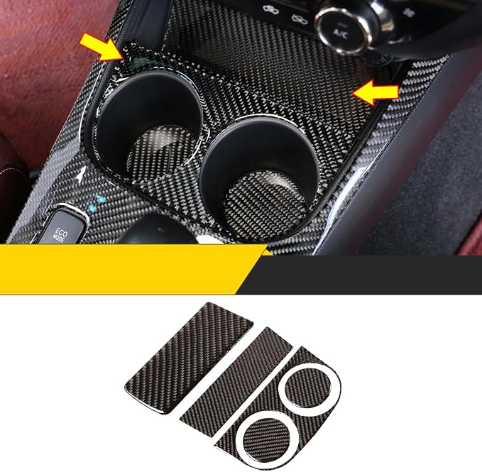 Soft Carbon Fiber Interior Trim Accessories for 2015-2021 Toyota Hilux Center Console Cup Holder Gear Shift Storage Box Decorative Protective Panel Stickers 5PCS (Black Carbon)