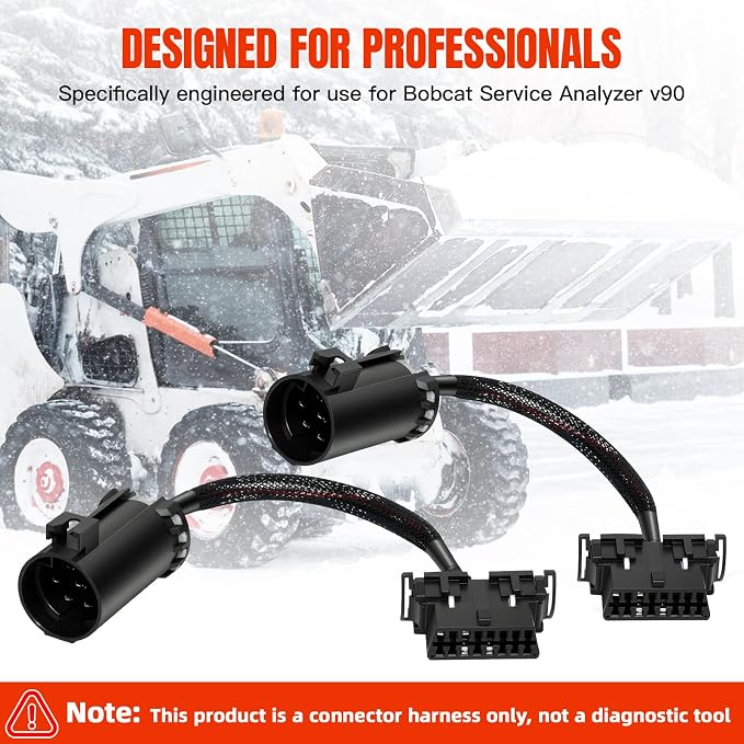 OBD2 Diagnostic Adapter Connection Harness Compatible for Bobcat Service Analyzer v90, OBD2 Diagnostic Connector Tool - Black 2PCS