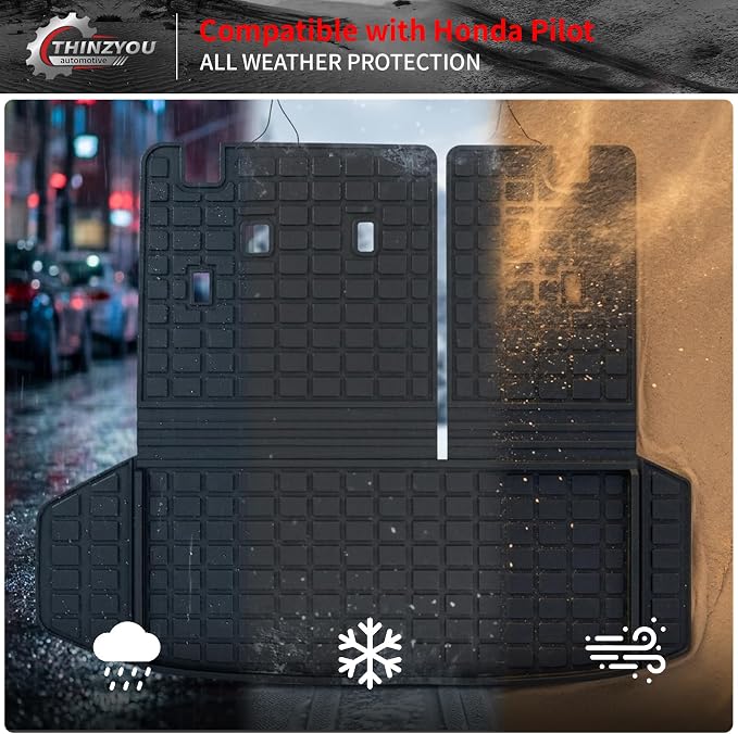 Trunk Mat Compatible with 2023-2026 Honda Pilot Cargo Mat Cargo Liner Trunk Liner Back Seat Cover Protector TPE All Weather 2025 Pilot Accessories (Trunk Mat with Backrest Mat)