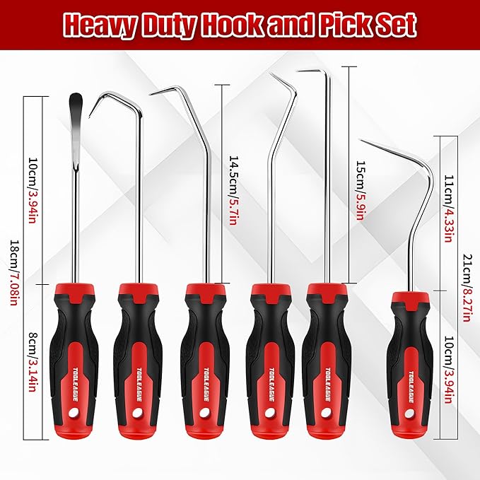 TOOLEAGUE 12PCS Pick and Hook Set with Scraper and Magnetic Telescoping Tool Kit for Automotive and Electronic Hand Tools Car Auto Oil Seal/O-Ring Seal Gasket Hand Pick Up Tools