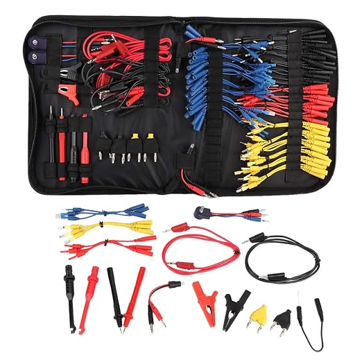 92Pcs Multifunction Automotive Circuit Test Leads Kit Diagnose Cables Wiring Accessories Kit with Carrying Bag Equipped with 2 Sets of LED Lights for European Japanese Made Terminals