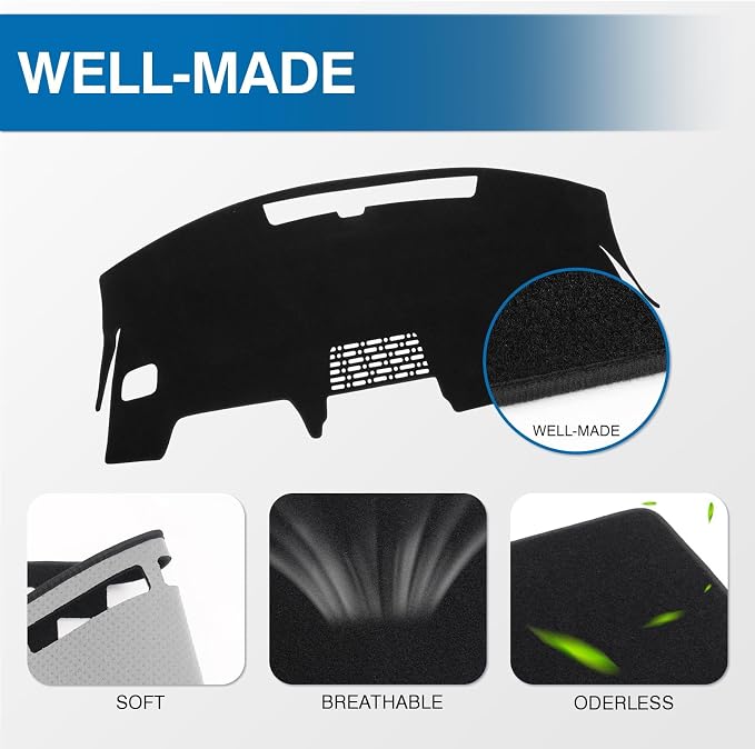 KUST Black Dash Cover for Honda Prologue 2024-2026 (Without HUD) Polyester Dashboard Cover Left Hand Drving Dash Carpet Non-Slip Dash Protector Interior Accessories for Prologue Custom Fit Dash Mat