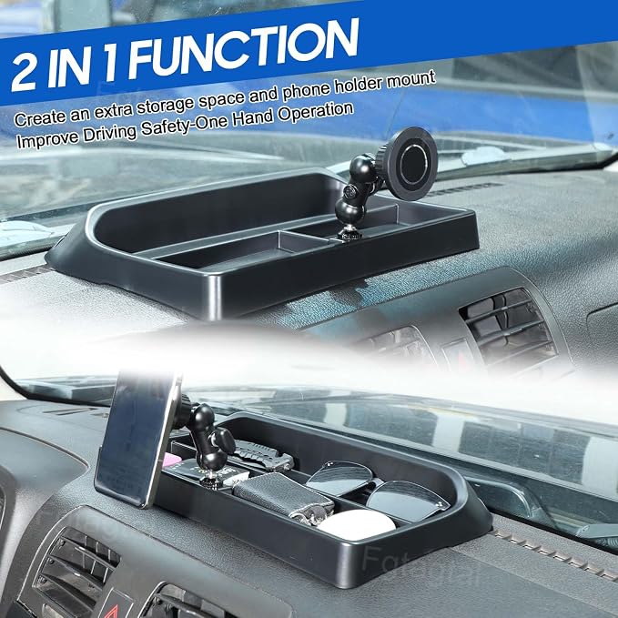 Center Console Multi-Mount Phone Holder Storage Box Compatible with Hummer H3 2005-2009 ABS Central Control Dashboard Storage Box Tray Organizer, Style E