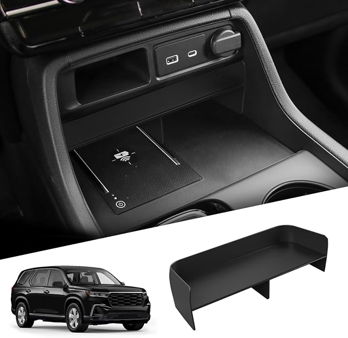 smabee Center Console Organizer for Honda Pilot 2023 2024 2025 / Honda Passport 2026 Console Tray ABS Storage Box Tray Insert Accessories Interior Black