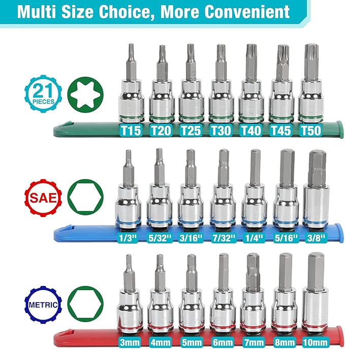 DURATECH Allen Bit Socket Set & DURATECH 3/8" Drive Swivel Socket Set