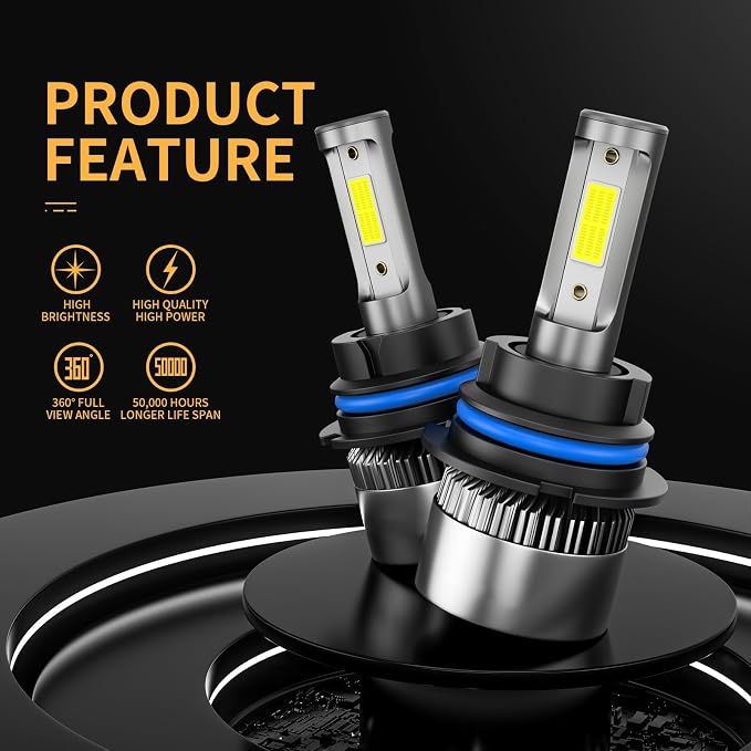 𝟫𝟢𝟢𝟦/𝖧𝖡𝟣 6500K Cool White, 60000LM 900% Brighter, Backup Plug & Play IP68 Waterproof Replacement with 2pcs 194 168 T10 2825 Bulb for Interior Off-Road Lights