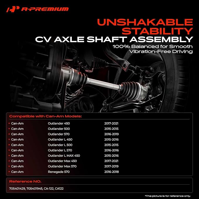 A-Premium Front Left Driver Side CV Axle Shaft Assembly for Can-Am Models | Compatible with Outlander (L) 450/500/570 Outlander Max 450/570 Outlander L MAX 450 Renegade 570, Replace# 705401429