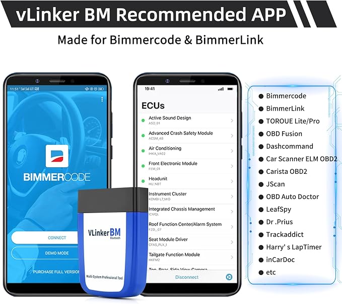 VGATE vLinker BM BT3.0 Bluetooth OBD2 Scanner for Car Diagnostic Scan Tool, Check Engine Light Code Reader, Wireless OBD2 Scanner Auto Diagnostic Scan Tool for Android & Windows (Not iOS)