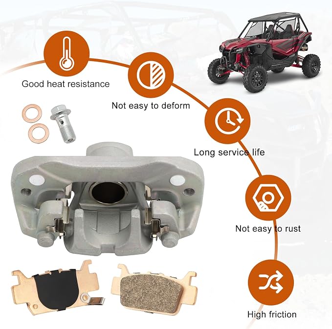 M MATI Rear Right Disc Brake Caliper & Sintered Pad Kit for Honda Pioneer 1000 Talon 1000 1000X 1000R SXS1000 2016-2023 43250-HL4-A01 43250-HL6-A01