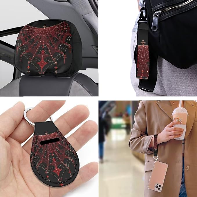 13 Pcs Gothic Spider Web Pattern Car Accessories Set Halloween Spider Web Painting Front and Rear Seat Protection Universal for SUV Truck Vans Sedans
