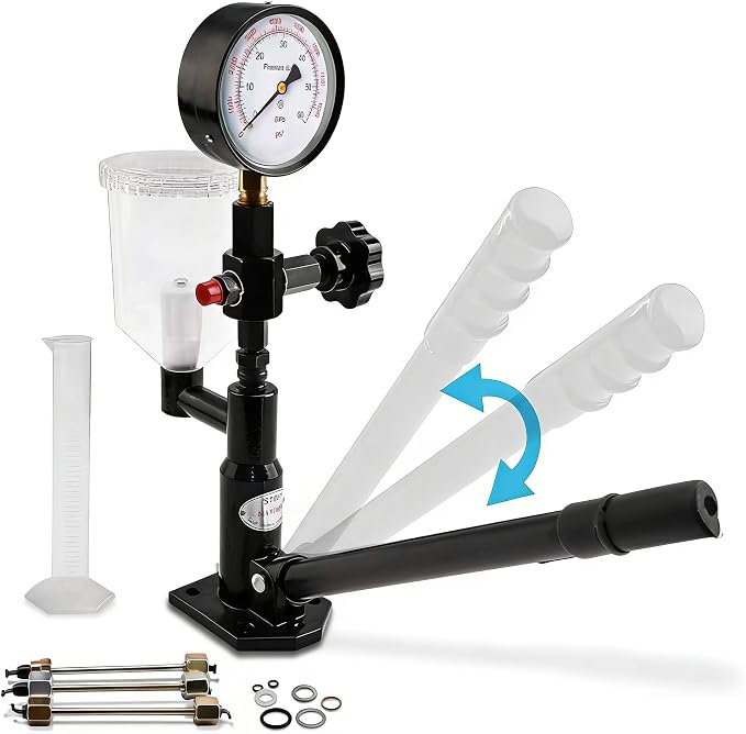 Diesel Fuel Injector Tester New 600Bar 8000PSI Diesel Injector Nozzle Tester Kit with Dual Scale Gauge to Adjust Injector Nozzle Pressure and Testing Diesel Injector Nozzle Pop Pressure Tester