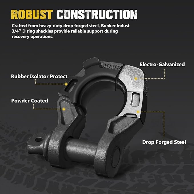 BUNKER INDUST 3" x 20ft Heavy Duty Tow Strap Recovery Kit + 3/4" D Ring Shackle with 7/8" Pin