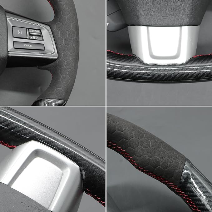 MEWANT Hand Stitch Steering Wheel Cover Wrap for Subaru WRX 2015-2021 / WRX STI 2015-2021 Steering Wheel Accessories for Subaru WRX