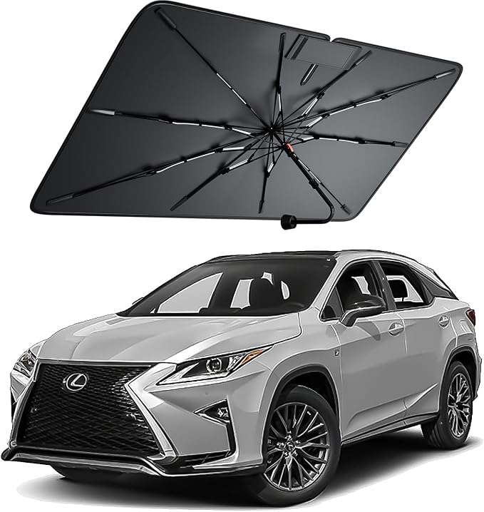 Windshield Sun Shade for Lexus RX 350/300 /400 （2000–2026）, Foldable Umbrella Sunshade with 100% UV Block, Multi-Layer Heat Insulation, Reinforced 10-Rib Frame, Keeps Car Cooler